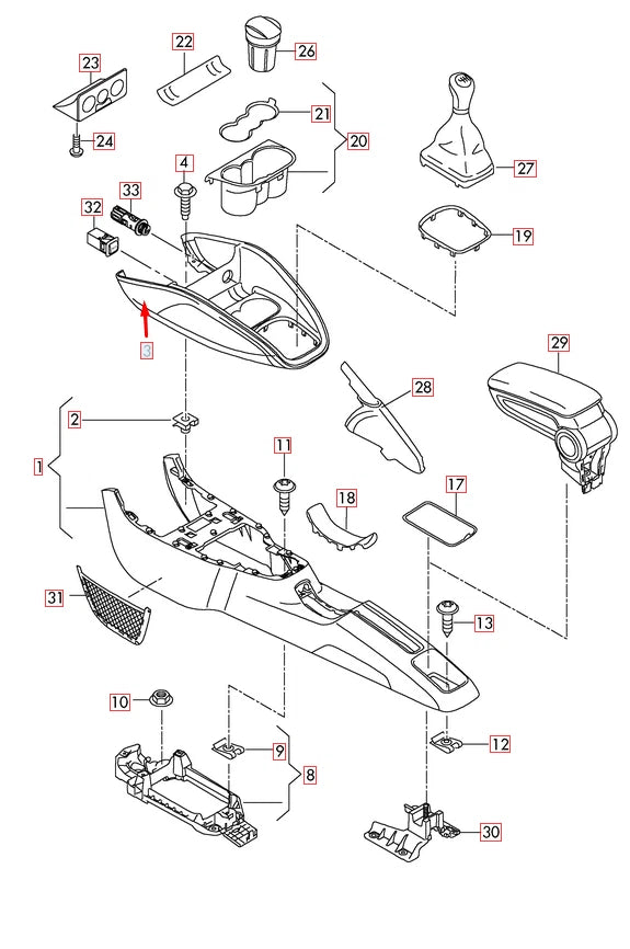 NEW AUDI A1 8X1 CENTER CONSOLE UPPER COVER TRIM 8X0863241 6PS ORIGINAL