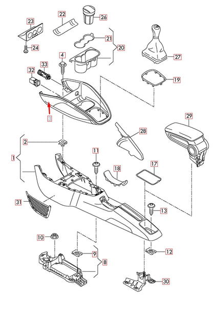 NEW AUDI A1 8X1 CENTER CONSOLE UPPER COVER TRIM 8X0863241 6PS ORIGINAL