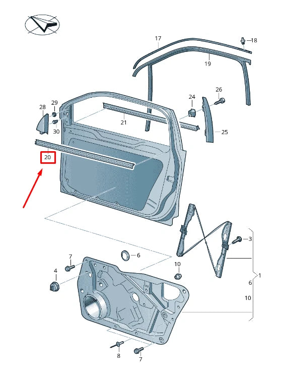 NEW VW TIGUAN 5N FRONT RIGHT INNER WINDOW APERTURE SEAL 5N08374805AP