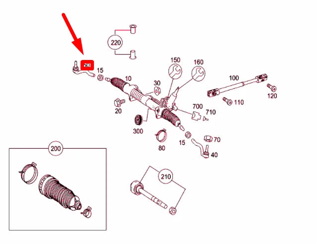 NEW MERCEDES-BENZ R W251 STEERING GEAR RIGHT TIE ROD A2513300803 ORIGINAL