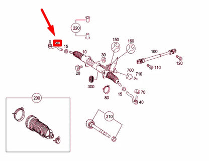 NEW MERCEDES-BENZ R W251 STEERING GEAR RIGHT TIE ROD A2513300803 ORIGINAL