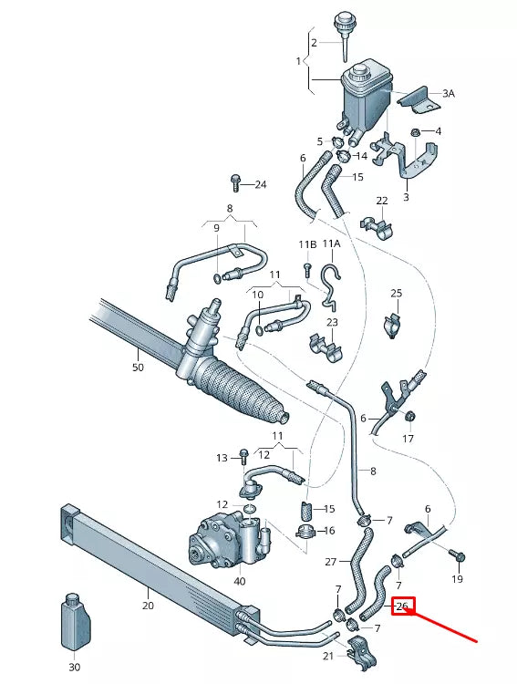 NEW VW TOUAREG 7P POWER STEERING RETURN HOSE 7P6422895D