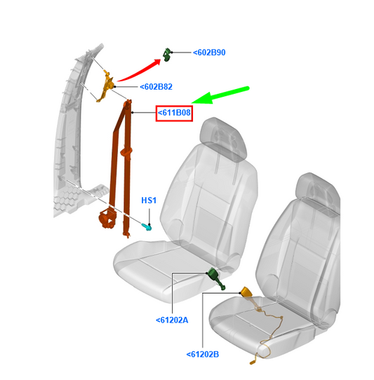 new ford ranger tk6 mk1 front seatbelt 5293790 ab39-26611b08-af3yyw original