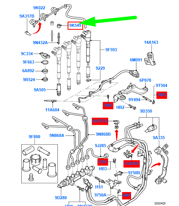 new ford focus mk2 fuel injector system hex nut 3m5q-9k549-ab 1483821 original