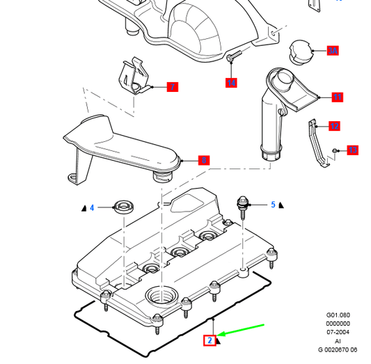 new ford mondeo mk2 cylinder head cover gasket 1198000 2s7q-6k260-aa original