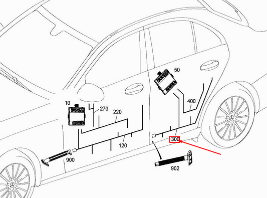 new mercedes-benz c w205 rear door electrical wiring harness a2055400031