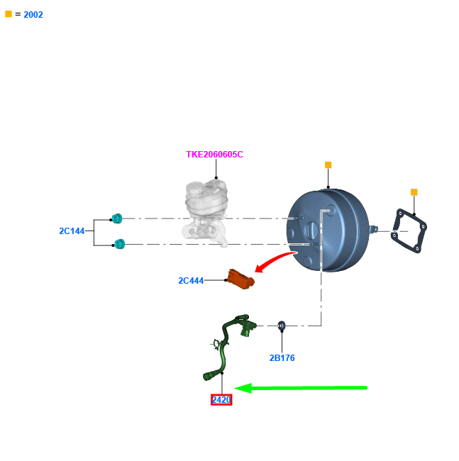 new ford ranger t6 mk1 brake booster vacuum tube lhd 1921406 original