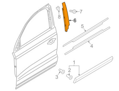NEW AUDI Q3 8U FRONT LEFT DOOR EXTERIOR B-PILLAR TRIM 8U0837901C5FQ ORIGINAL