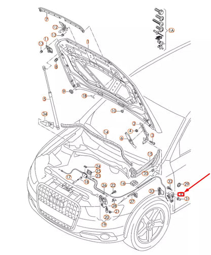 NEW AUDI Q3 8U HOOD RELEASE LEVER BRACKET LHD 1K1823633B ORIGINAL