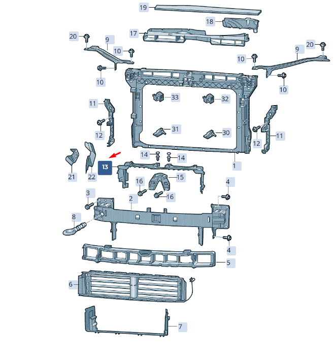 new skoda superb mk3 front air guide 3v0121285d original