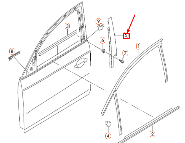 NEW AUDI A4 B8 FRONT RIGHT DOOR B-PILLAR TRIM 8K0837902N9B9 ORIGINAL