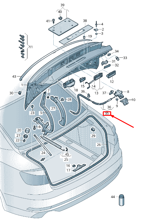 new audi a4 avant b9 rear deck lid emergency release 8w5880701a original
