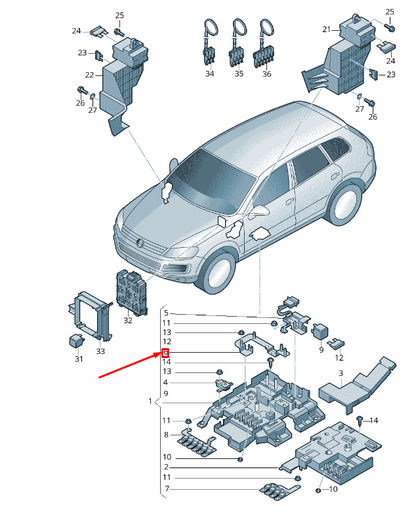 NEW VW TOUAREG 7P FUSE BOX/RELAY PLATE POTENTIAL DISTRIBUTOR 7P6937107 ORIGINAL