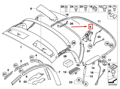 NEW BMW Z4 ROADSTER E85 CONVERTIBLE SOFT TOP LOCK 54347079583 7079583 ORIGINAL