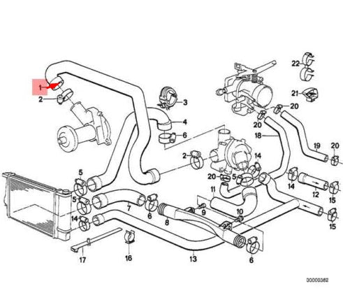 NEW BMW 3 E30 COOLANT WATER RADIATOR PIPE HOSE 320I PETROL 11531287651 ORIGINAL