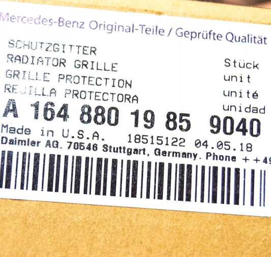 NEW MB M W164 FRONT BUMPER RADIATOR GRILLE A16488019859 040 ORIGINAL