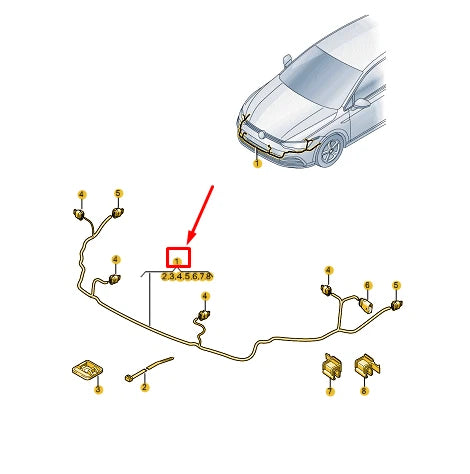 NEW VW GOLF CD MK8 FRONT PARKING AID WIRING SET 5H0971095AE ORIGINAL
