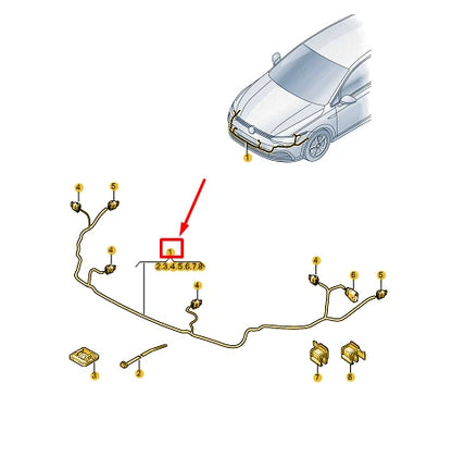 NEW VW GOLF CD MK8 FRONT PARKING AID WIRING SET 5H0971095AE ORIGINAL