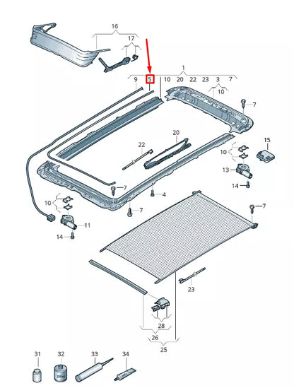 NEW VW TIGUAN AD PANORAMIC ROOF INNER FRAME SEAL 3G9877439 ORIGINAL