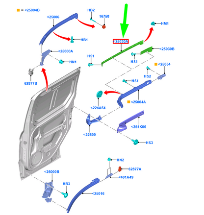 new ford tourneo connect mk2 sliding body door track left cover 2428502 original