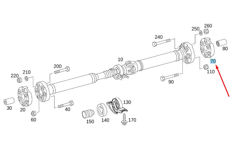 NEW MERCEDES-BENZ C W205 PROPELLER SHAFT REAR FLEXIBLE DISK A2404100115 ORIGINAL