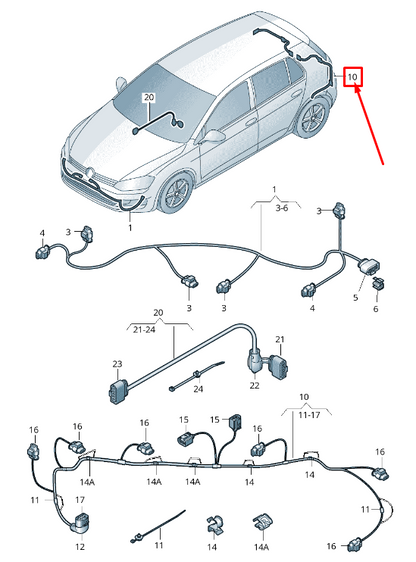 new skoda octavia 5e mk3 rear parking aid wiring 5e9971104b original