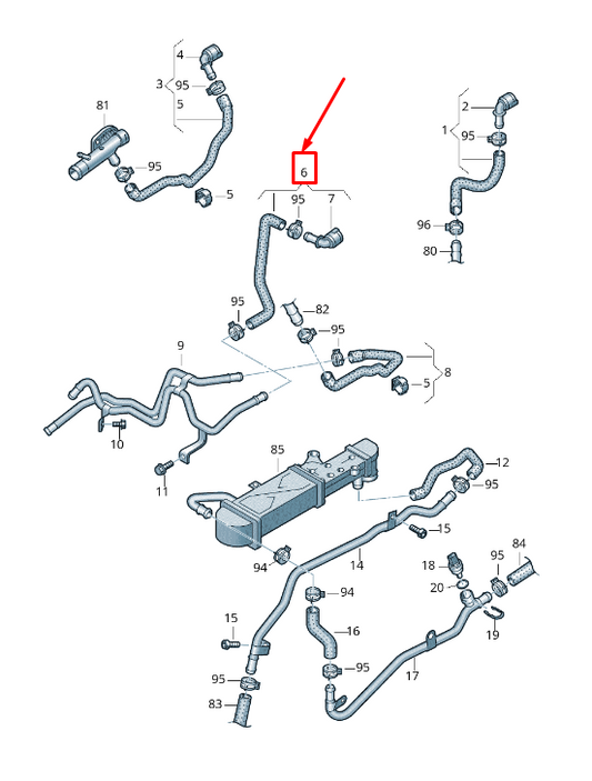 new vw touran 1t coolant hose with quick release coupling 1t0122157cp original