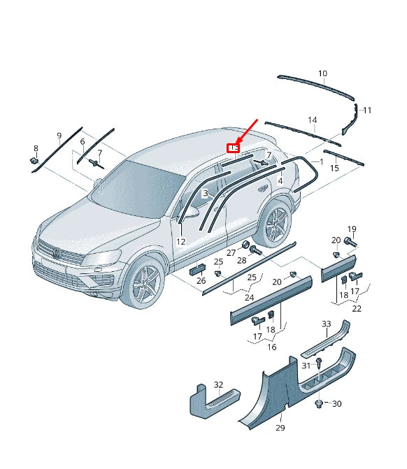 NEW VW TOUAREG 7P MK2 REAR LEFT DOOR TOP COVER TRIM STRIP 7P08539077Z7