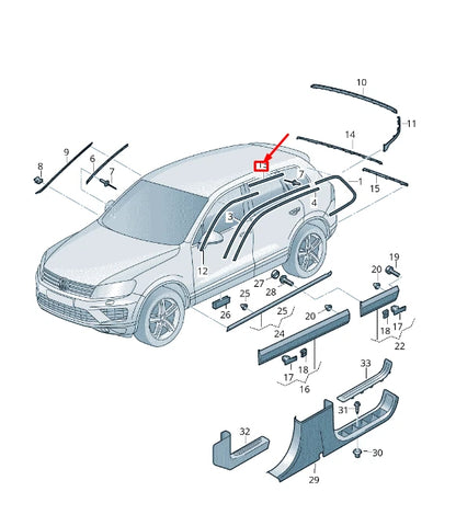 NEW VW TOUAREG 7P MK2 REAR LEFT DOOR TOP COVER TRIM STRIP 7P08539077Z7