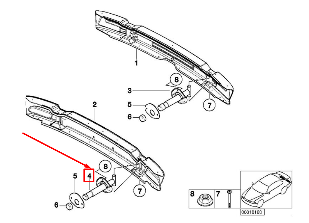 new bmw 3 e46 rear right bumper shock 8195328 51128195328 original