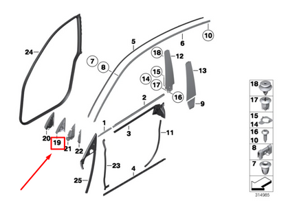 new bmw 5 f07 front right inner mirror baseplate cover 51337197860 original