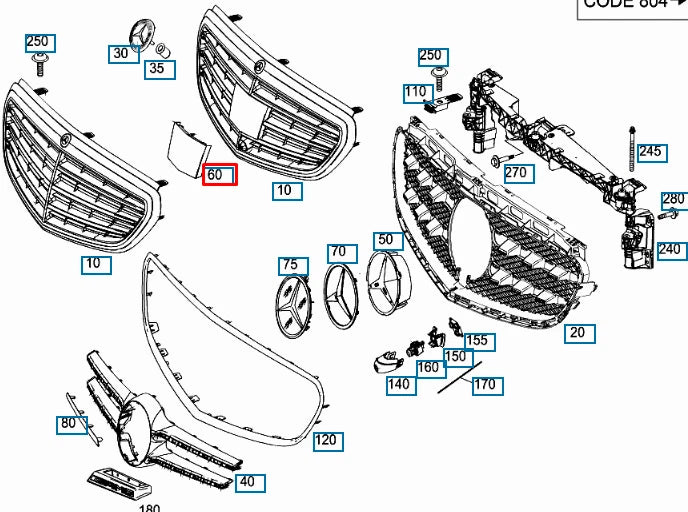 NEW MERCEDES BENZ E W212 FRONT RADIATOR GRILLE PLATE A2128870011 ORIGINAL