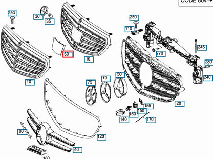 NEW MERCEDES BENZ E W212 FRONT RADIATOR GRILLE PLATE A2128870011 ORIGINAL