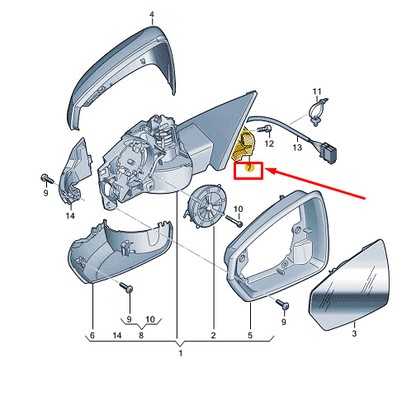new audi a1 gb front left door mirror damping 82a857933 original