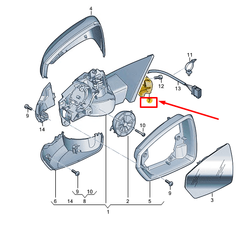 new audi a1 gb front left door mirror damping 82a857933 original