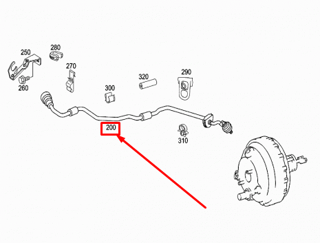 NEW MERCEDES-BENZ C W203 BRAKE BOOSTER VACUUM HOSE LHD A2034304829 ORIGINAL