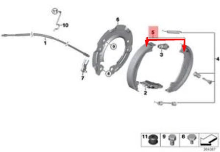 NEW BMW 1 E88 REAR PARKING BRAKE SHOE KIT 34416761292 ORIGINAL