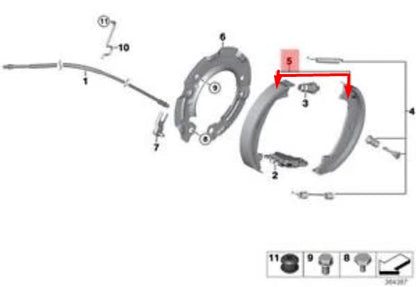 NEW BMW 1 E88 REAR PARKING BRAKE SHOE KIT 34416761292 ORIGINAL