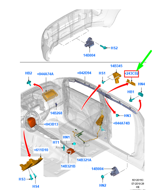 new ford ranger t6 mk1 left side air curtain guide 2368248 original