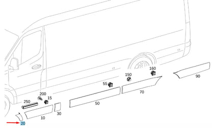 NEW MB SPRINTER W907 FRONT LEFT FENDER REAR STRIP A91069000009K83