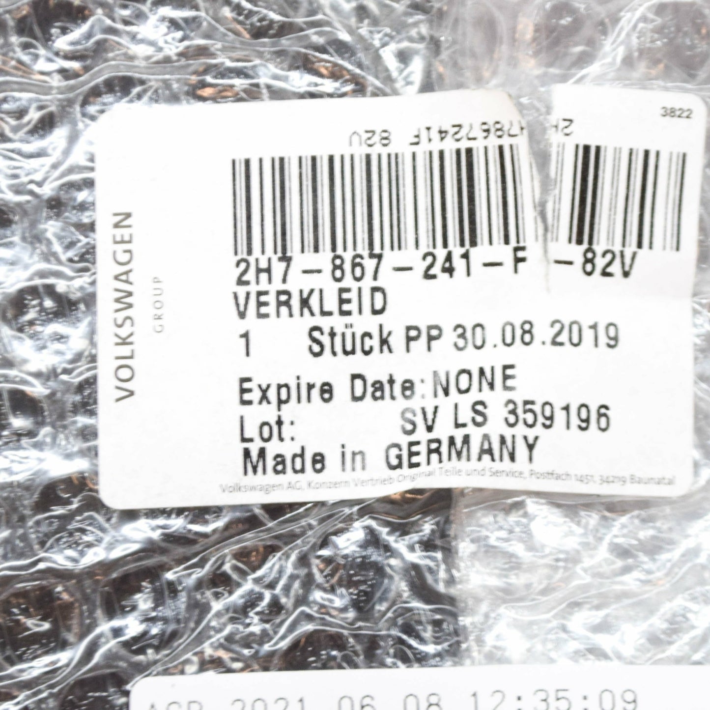 NEW VW AMAROK REAR LEFT C-PILLAR TRIM INTERIOR 2H7867241F82V ORIGINAL