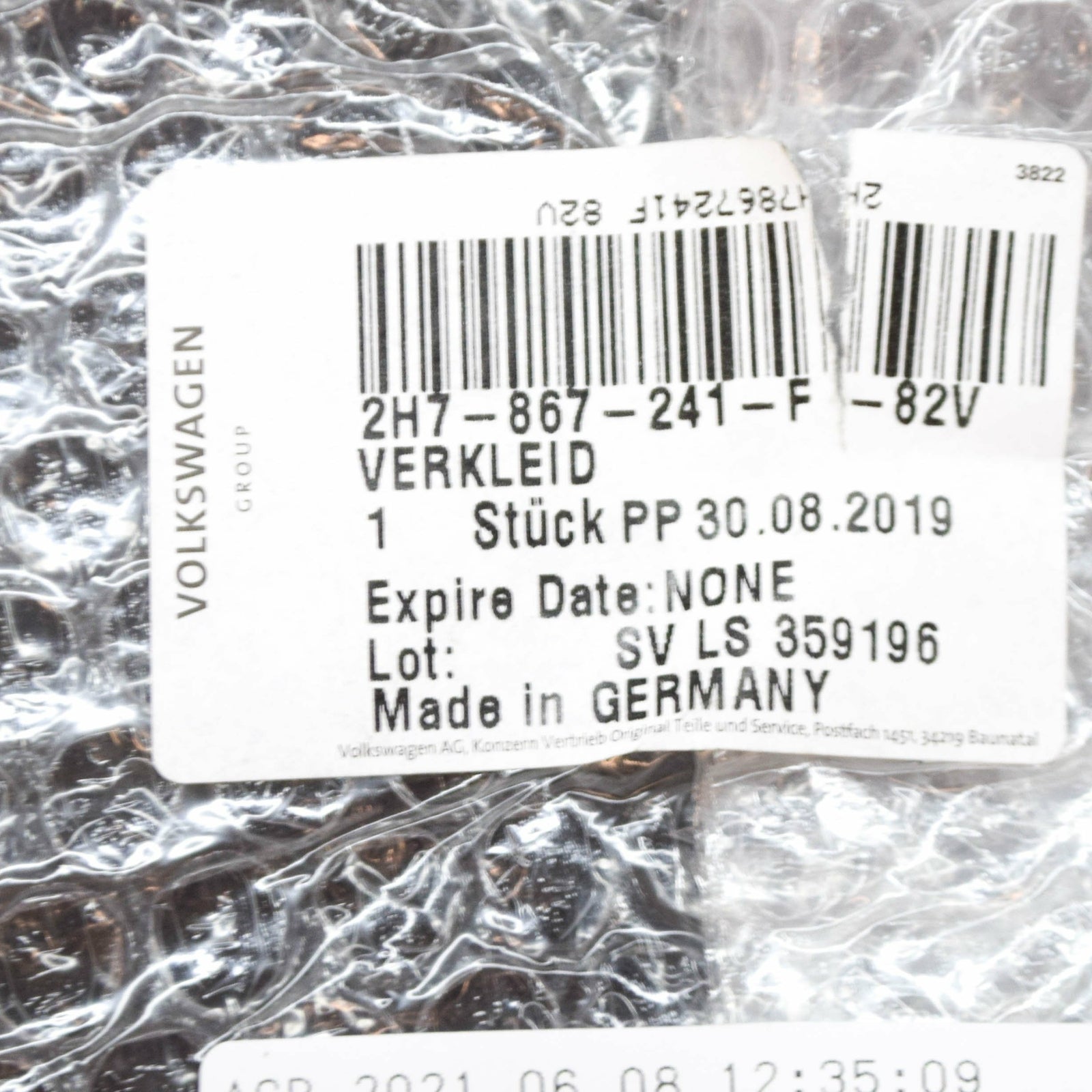 NEW VW AMAROK REAR LEFT C-PILLAR TRIM INTERIOR 2H7867241F82V ORIGINAL