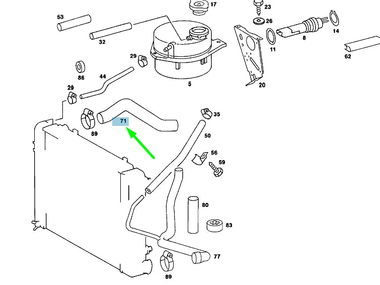NEW MERCEDES-BENZ SL R107 RADIATOR TOP HOSE A1075012282 ORIGINAL