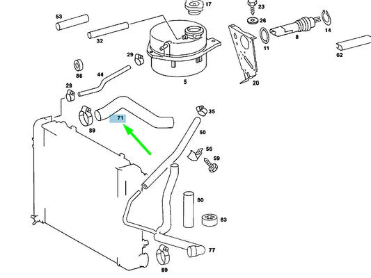 NEW MERCEDES-BENZ SL R107 RADIATOR TOP HOSE A1075012282 ORIGINAL