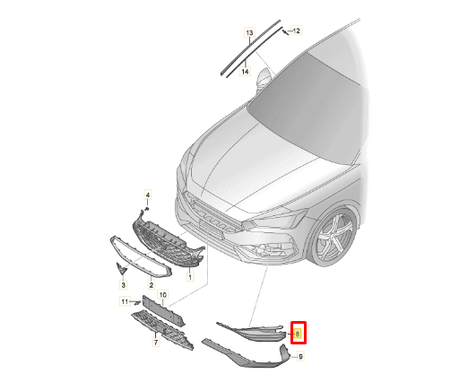new seat leon kl1 front right fog light trim 5fa853665e9b9 original