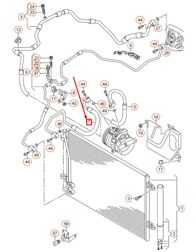 new volkswagen passat b8 a/c refrigerant line 561820721 original