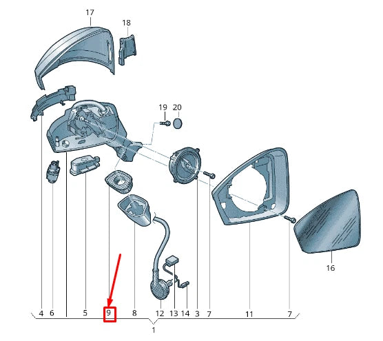 NEW VW TOUAREG CR LEFT MIRROR DAMPING RHD 762857933