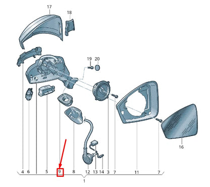 NEW VW TOUAREG CR LEFT MIRROR DAMPING RHD 762857933