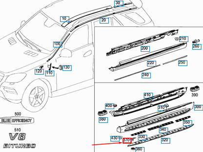 new mb ml w166 step to carrier fastening right cover a2536986800 original