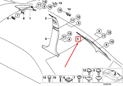 NEW BMW 5 E39 REAR RIGHT COLUMN TRIM PANEL 7006854 51437006854 ORIGINAL